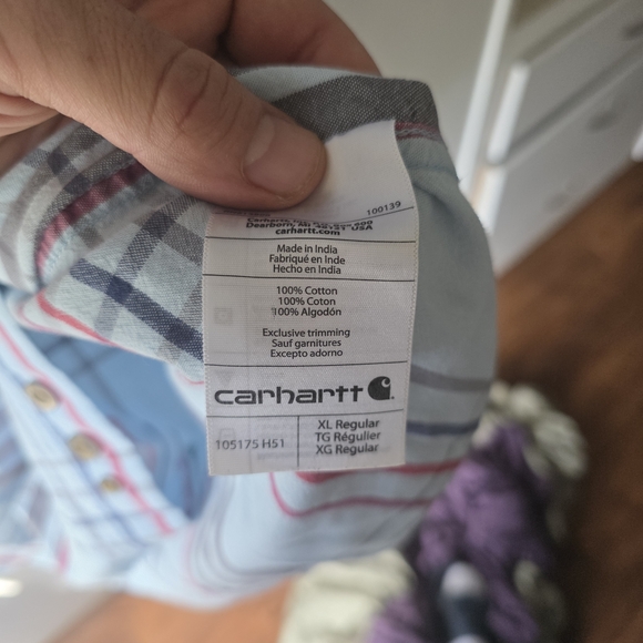 Carhartt Loose Fit Plaid Short Sleeve Button Up Shirt Men’s XL Cotton - Picture 5 of 7